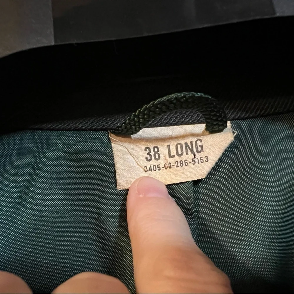 Men’s military jacket XL 38L long coat embroidered patched army green outerwear - Picture 9 of 15